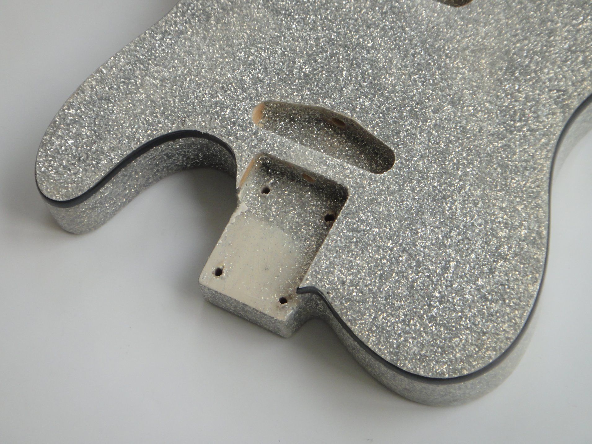 Cuerpo de guitarra Tl de madera de fresno color escamas metálicas plateadas Afanti