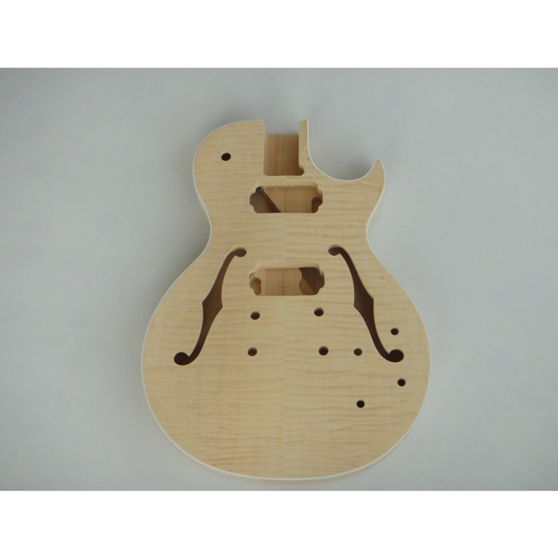 Kit de guitarra eléctrica DIY Afanti personalizado con cuerpo semi-hueco HH y tapa de arce flameado