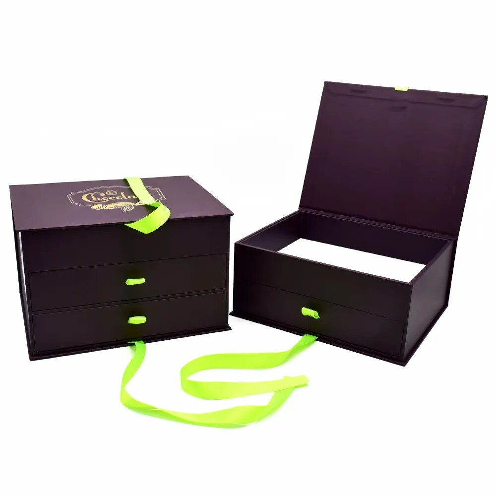 Hot Sales Custom ized Size Color Logo New Design Printing Rigid Cardboard Luxury Chocolate Packaging Gift box With Ribbon