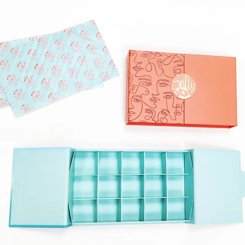 Hot Sales Luxury Custom ized Size Color New Design Printing Standing Foldable Logo Plate Case Golden Hot Stamping Chocolate Box