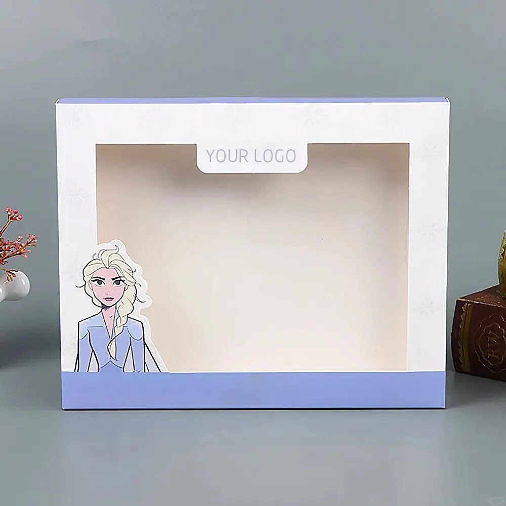 Eco-friendly hard paper packaging with customized logo transparent PVC gift box with window clear