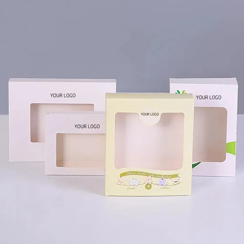 Eco-friendly hard paper packaging with customized logo transparent PVC gift box with window clear
