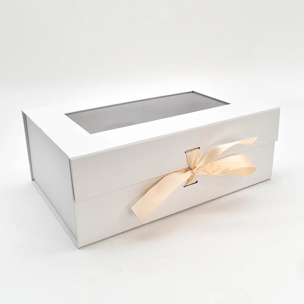 Luxury custom magnetic foldable gift box gift box with window clear