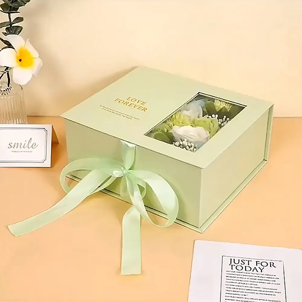 Luxury custom magnetic foldable gift box gift box with window clear