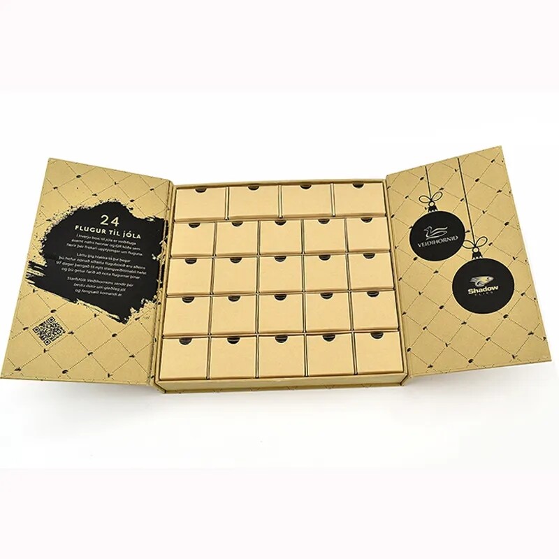 Luxury customized size color Hot Sales New Design Printing cardboard double open with rope Packaging Calendar Gift box