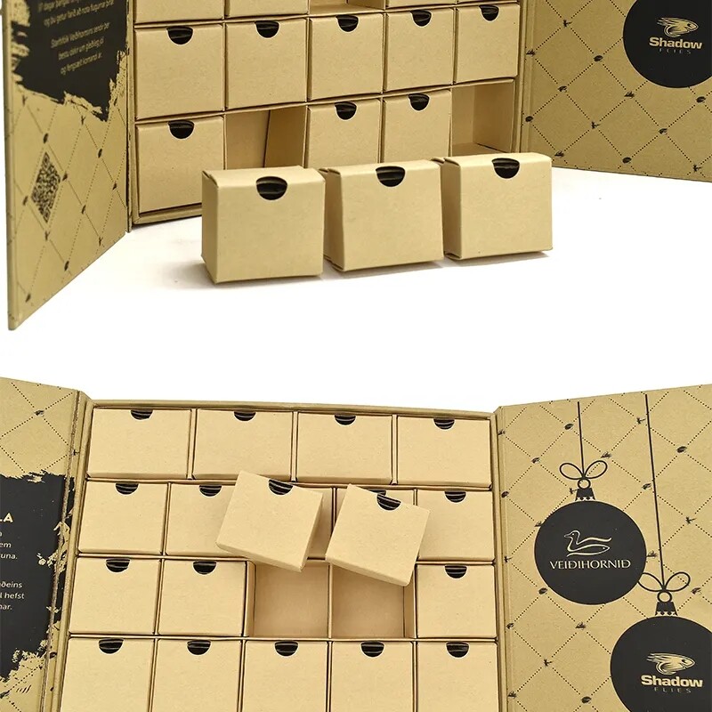 Luxury customized size color Hot Sales New Design Printing cardboard double open with rope Packaging Calendar Gift box