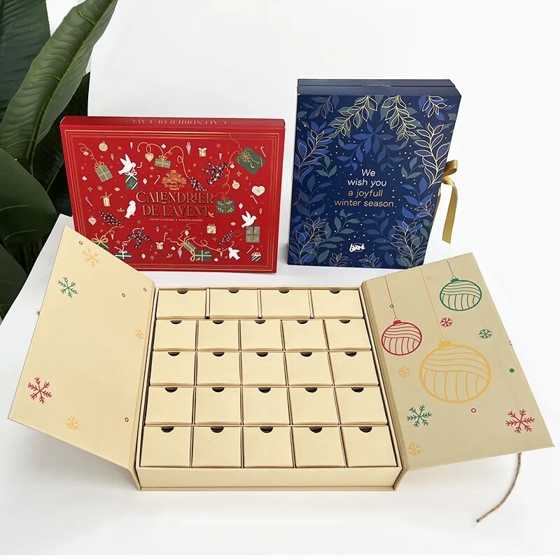 Luxury customized size color Hot Sales New Design Printing cardboard double open with rope Packaging Calendar Gift box