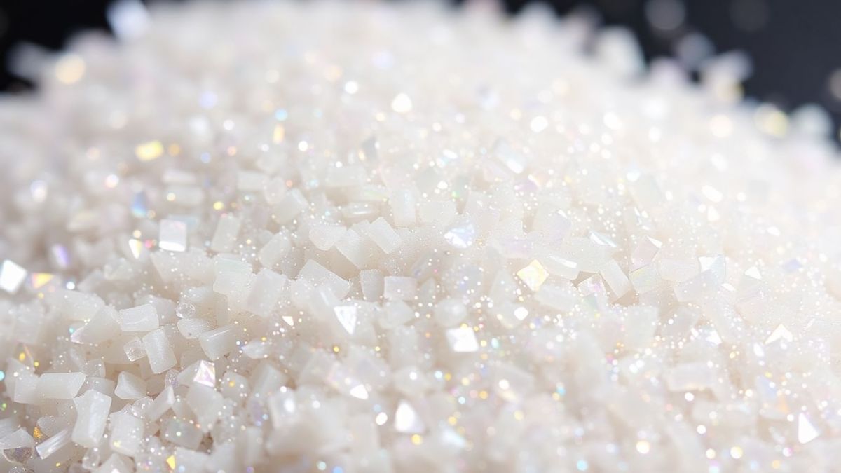 Shimmering synthetic mica pearlescent pigments with iridescent colors.