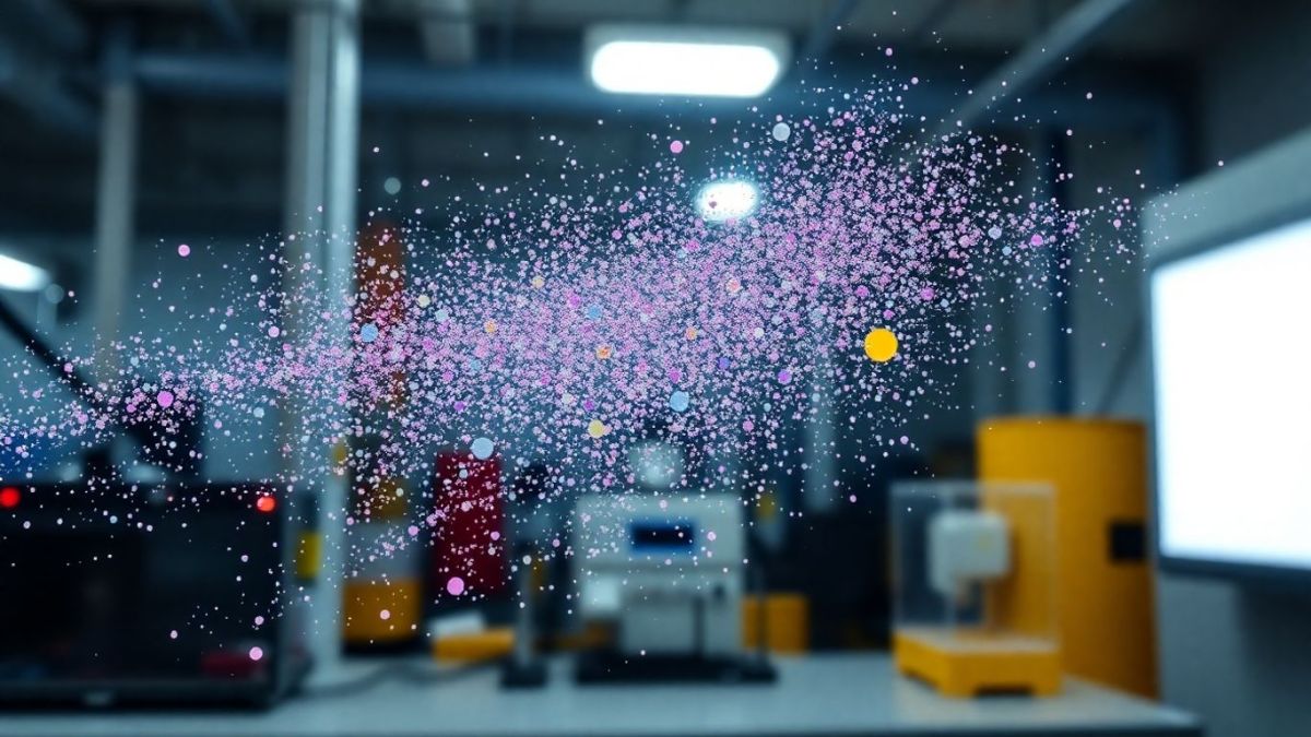 1764300582852872219211034624.jpeg Shimmering pearlescent pigment powder in a modern factory setting.