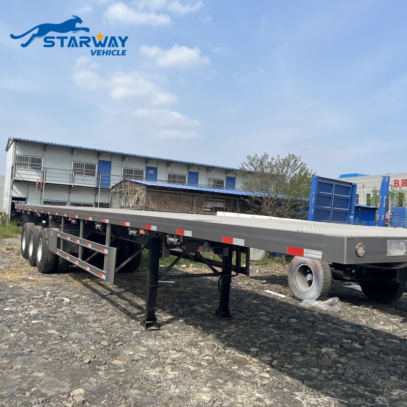 Tri-Axles 40ft & 20ft Flatbed Semirremolque Contenedor de Transporte