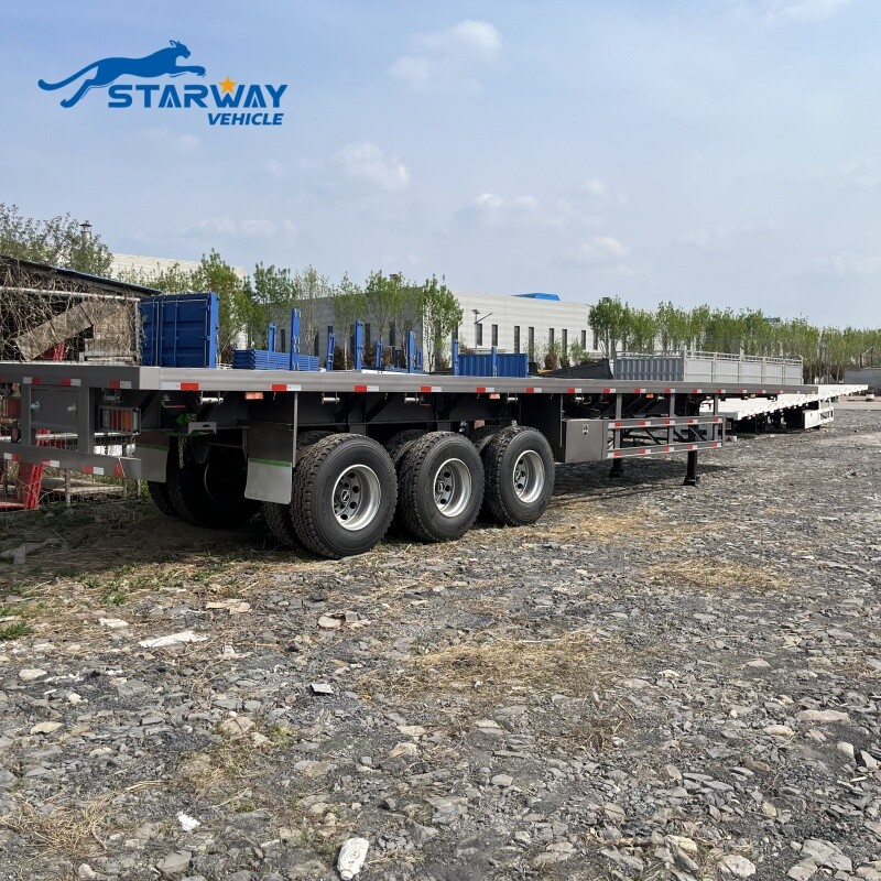 Tri-Axles 40ft & 20ft Flatbed Semirremolque Contenedor de Transporte