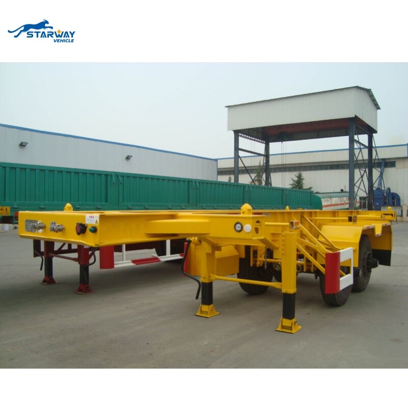 Nuevo diseño de 2 ejes de contenedores de 20 pies de remolque semirremolque esqueleto para la venta