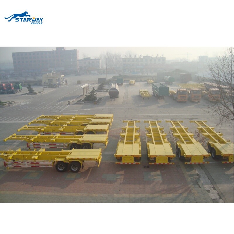 Nuevo diseño de 2 ejes de contenedores de 20 pies de remolque semirremolque esqueleto para la venta