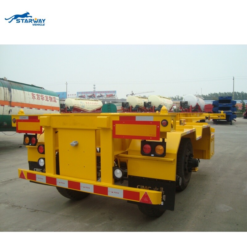 Nuevo diseño de 2 ejes de contenedores de 20 pies de remolque semirremolque esqueleto para la venta