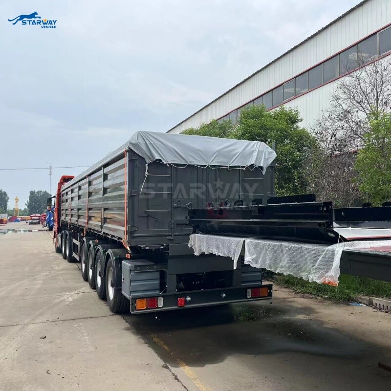 Semirremolque de paredes laterales de 80 toneladas y 4 ejes