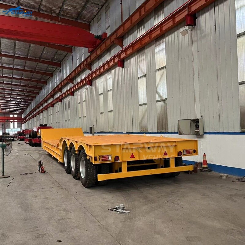 Remolque de plataforma baja con cuello plegable de 100 toneladas en venta