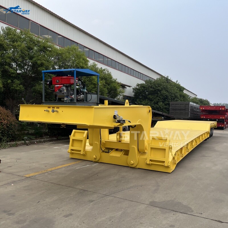 Cuello de cisne desmontable 4 ejes 100 toneladas Lowbed Trailer