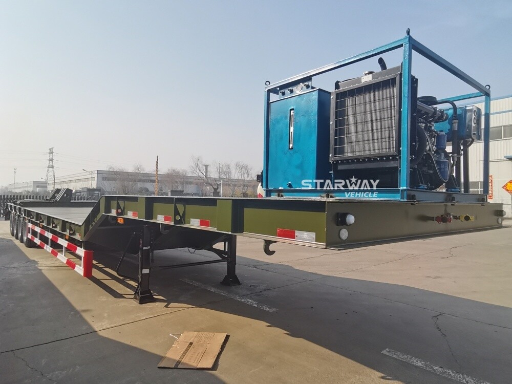 Semi remolque de cama baja de 3 ejes y 60 toneladas con cabrestante de 30 toneladas