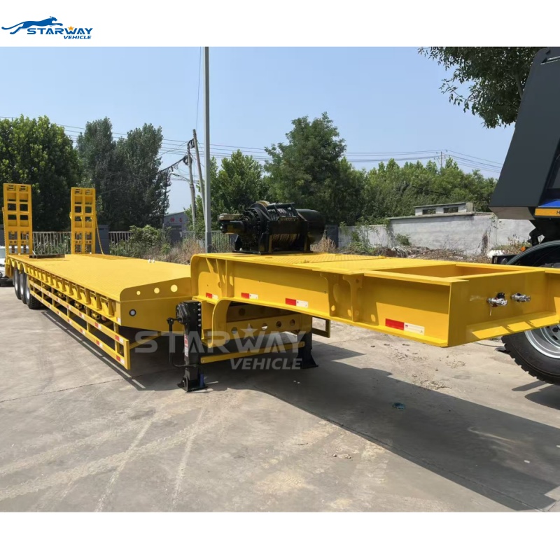 Remolque de plataforma baja Tri-eje de 16.5m