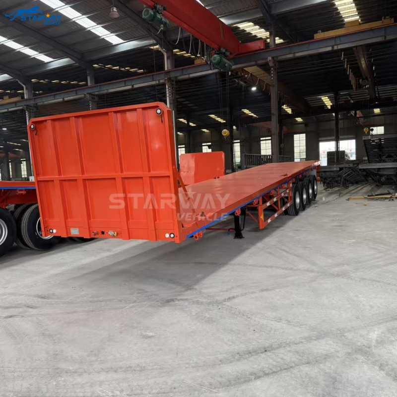 Remolque de plataforma de 4 ejes con pared delantera