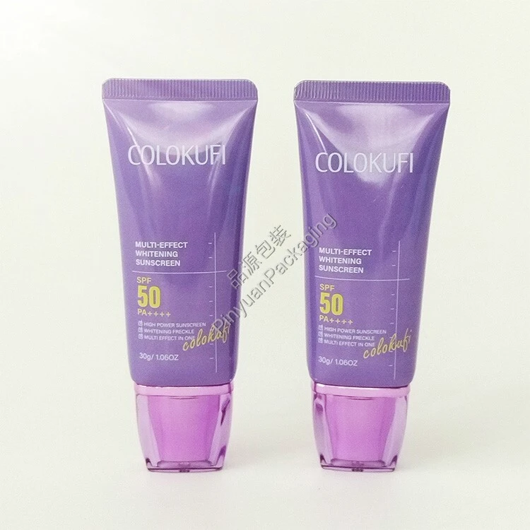 D30 30ml Sunscreen Cream High-gloss ABL Cosmetic Tube with Rectangular Flat Cap