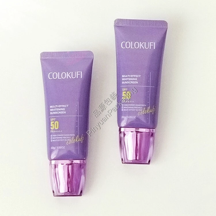 D30 30ml Sunscreen Cream High-gloss ABL Cosmetic Tube with Rectangular Flat Cap