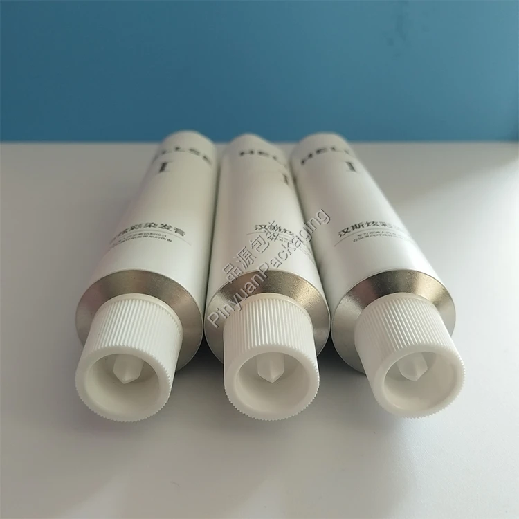 D35 120ml Hair Color Cream Pure Aluminum Cosmetic Tube with Striped Screw Cap