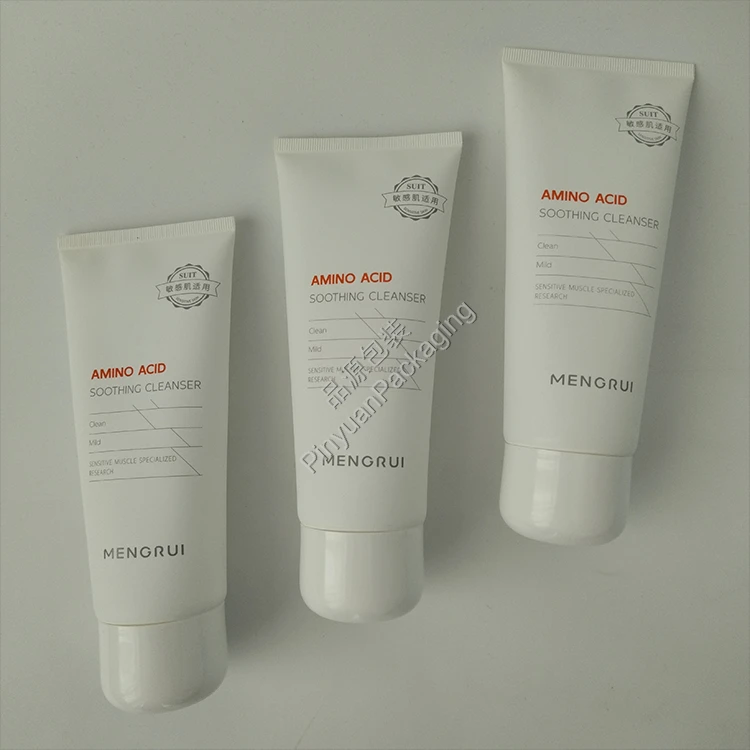 D50 180g Facial Cleanser PE Cosmetic Tube with Cute White Cap