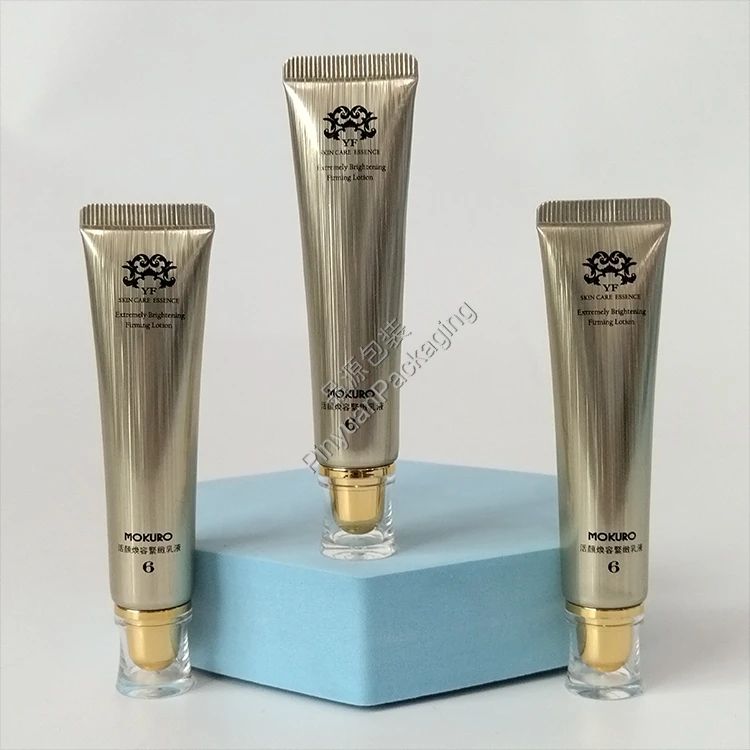 D19 15g Skincare Firming Lotion High-gloss Brushed Metal Effect ABL Cosmetic Tube with Acrylic Screw Cap