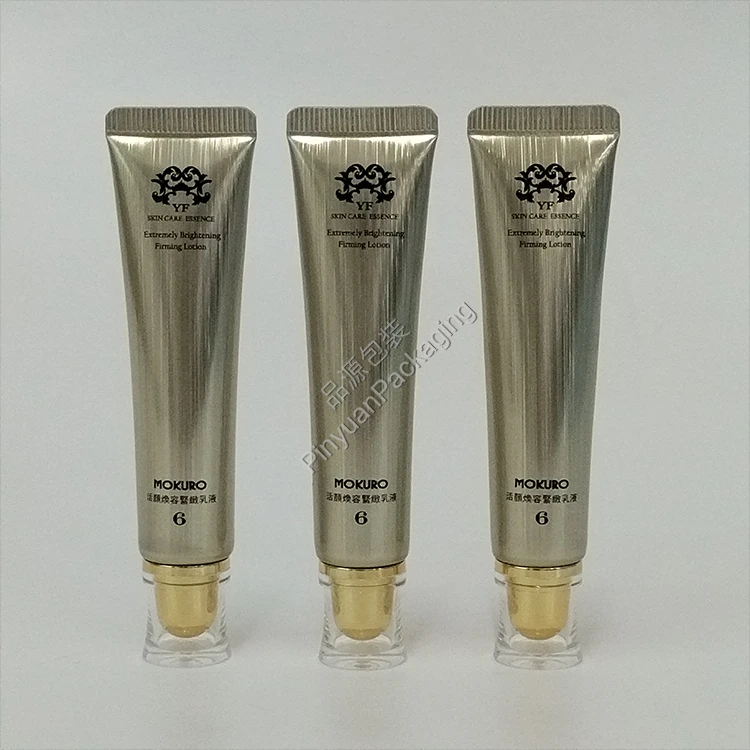 D19 15g Skincare Firming Lotion High-gloss Brushed Metal Effect ABL Cosmetic Tube with Acrylic Screw Cap