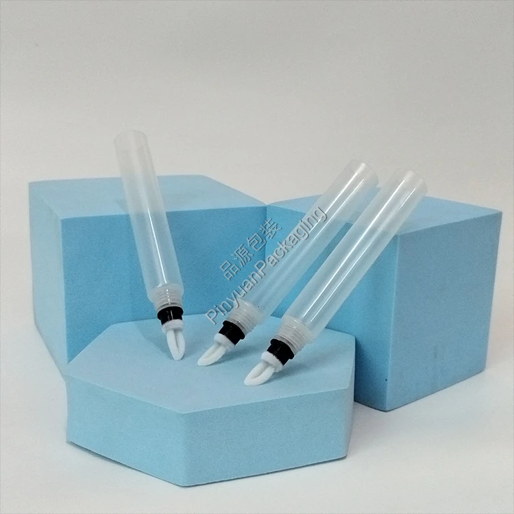 D16 12ml Lipgloss Eye Cream Transparent PE Cosmetic Tube with Flocked Applicator Screw Cap