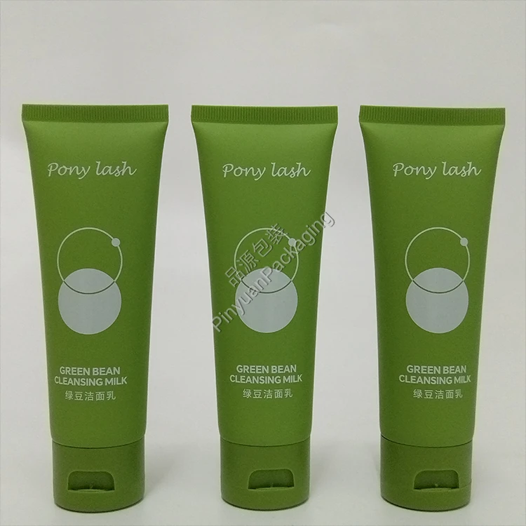 D35 80ml Facial Cleanser Cute PE Cosmetic Tube with Green Flip-top Cap