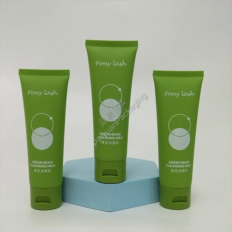 D35 80ml Facial Cleanser Cute PE Cosmetic Tube with Green Flip-top Cap