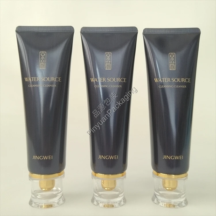 D40 130g Cleansing Cleanser High-gloss Brushed Metal Effect ABL Cosmetic Tube with Acrylic Screw Cap