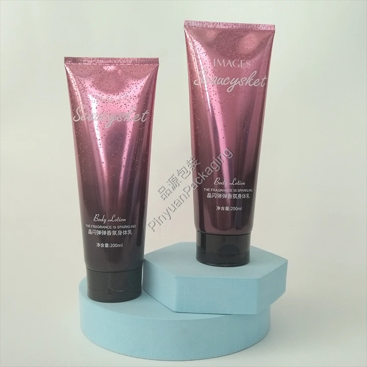 D50 200ml Body Lotion High-gloss ABL Gradient Cosmetic Tube with Black Flip-top Cap