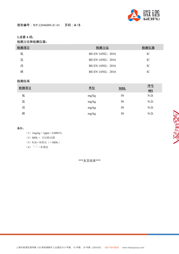 RoHS10项目卤素4项WP-22046009-JC-01-CMA-CNAS-5