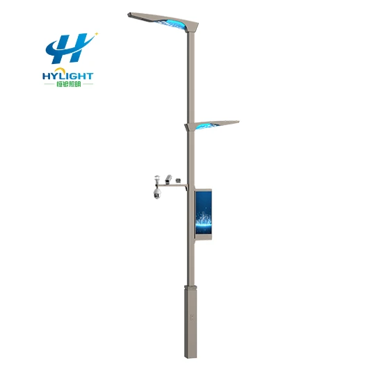 4M,5M,6M,7M,8M Q235 Outdoor GI smart street light pole with camera