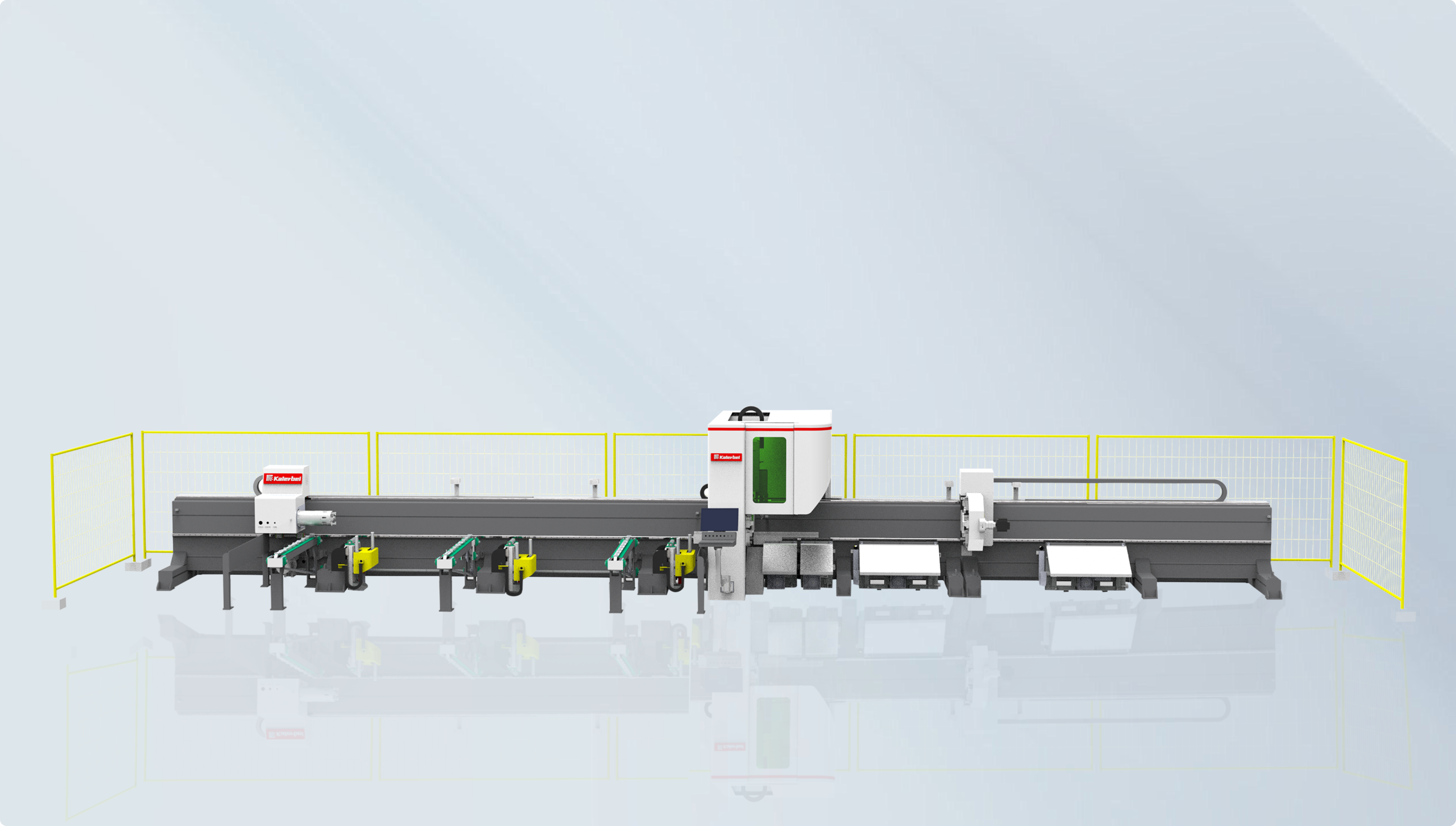 Боковой трехпатронный станок лазерной резки труб большой мощности серии Kalerbei SC