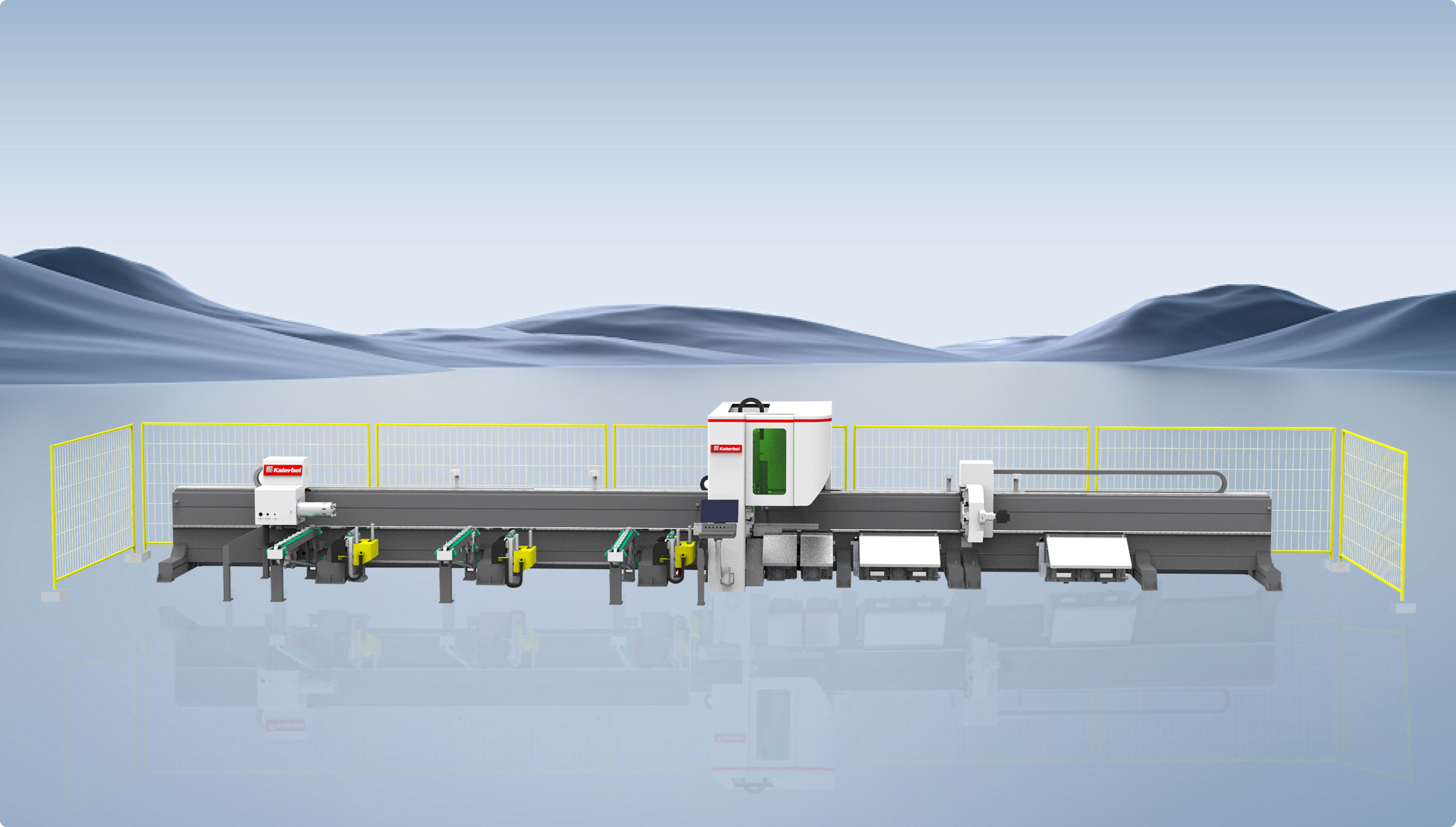 Боковой трехпатронный станок лазерной резки труб большой мощности серии Kalerbei SC