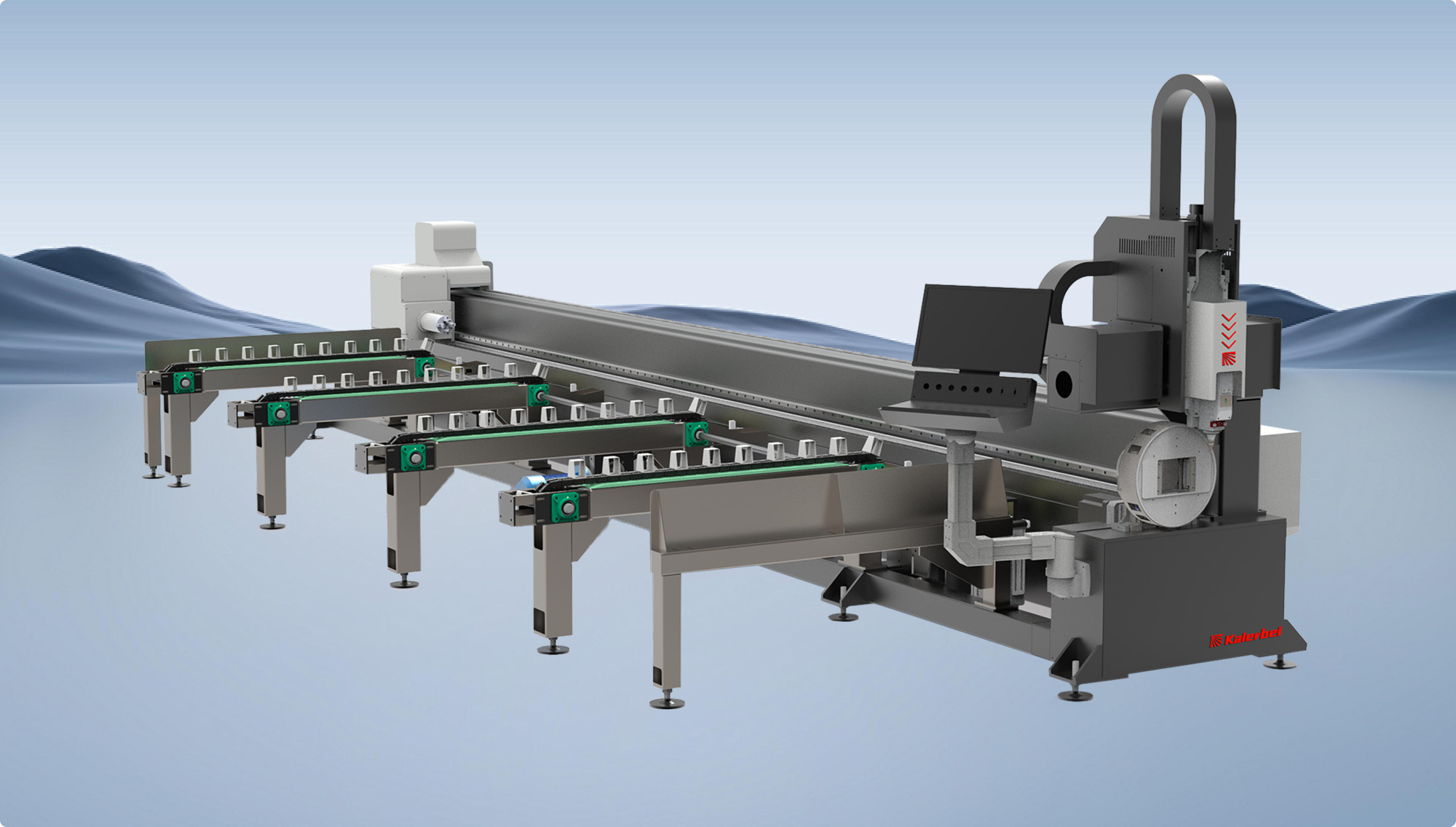 Труборезный станок Kalerbei серии L с боковым креплением и двойным патроном