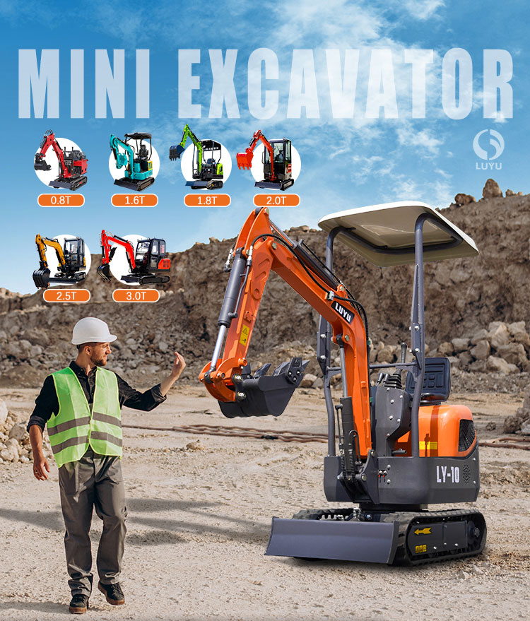 Venta de miniexcavadoras LUYU con modelos de ruedas y orugas con certificación CE