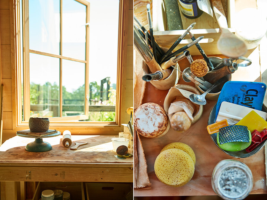 pottery=supplies Pottery supplies and window view from studio