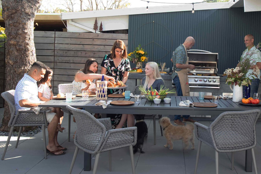 montecito-rope-belvedere-dining Belvedere extension dining table and Montecito chairs made from woven rope