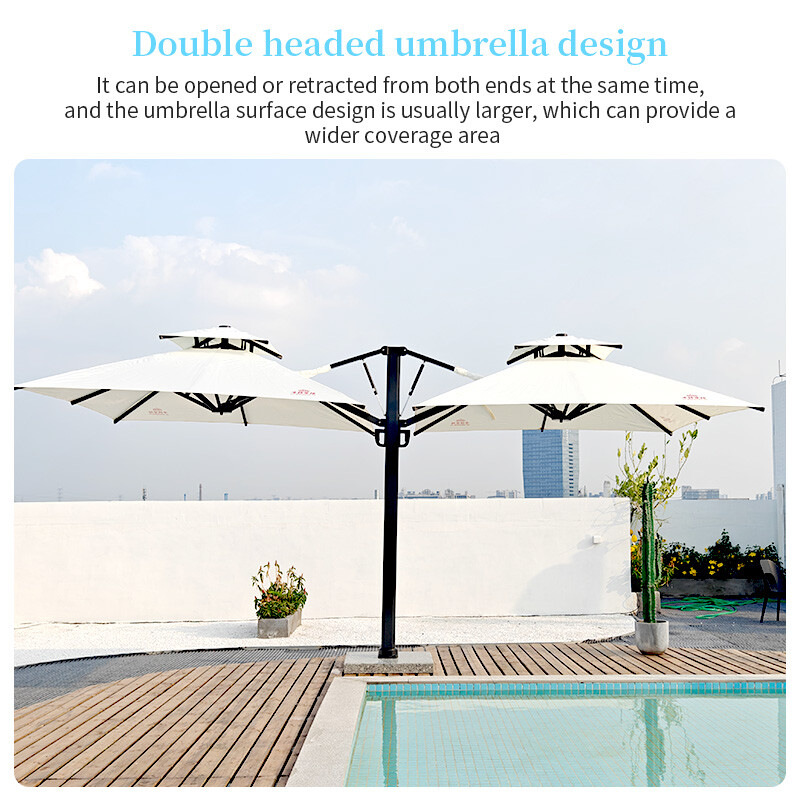 Flying in pairs, two headed umbrellas on both sides