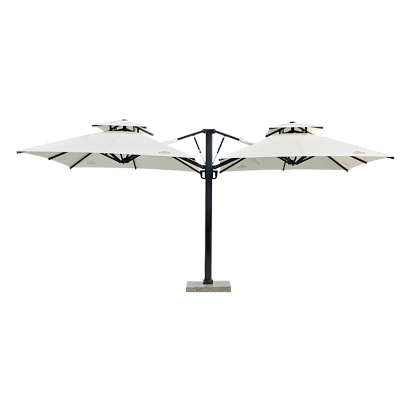 Flying in pairs, two headed umbrellas on both sides