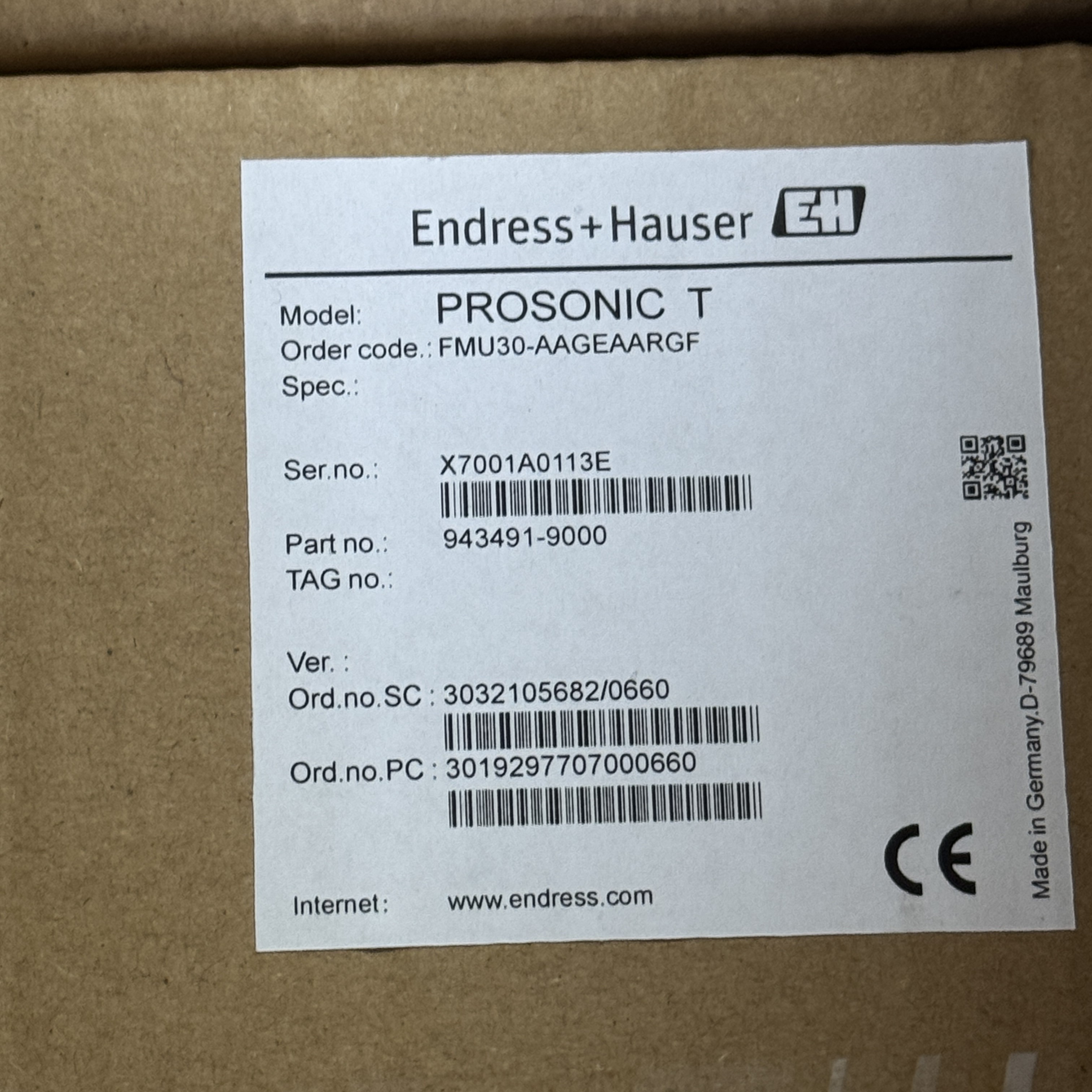 E+H FMU30 Radar Level Transmitter 4-20mA Output 24GHz Non-Contact Tank Level Sensor with HART Protocol