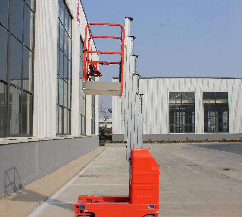 Elevador de mástil vertical autopropulsado de aleación de aluminio, fácil y flexible, elevador autopropulsado de aleación de aluminio con neumáticos de 6 metros para reparación de lámparas, con certificación CE