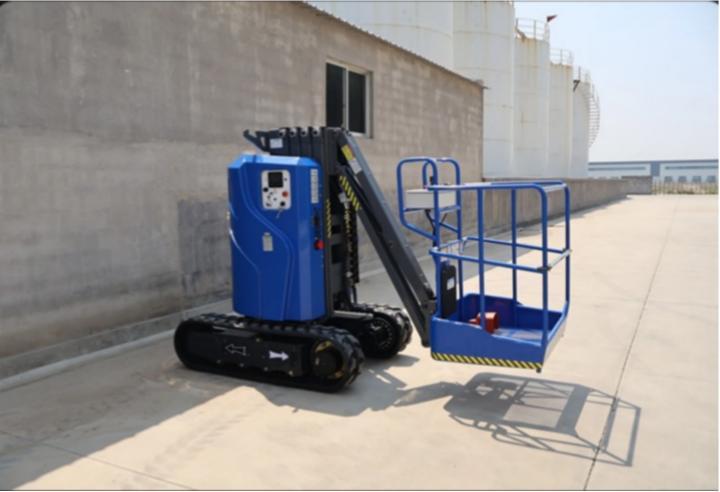 Fábrica de origen, altura de plataforma de 7 m, admite el trabajo eficiente y seguro de 2 personas; diseño de orugas adecuado para diversos terrenos, elevador de mástil vertical