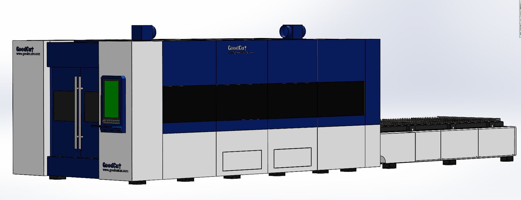 Máquina de corte por láser de fibra de doble mesa GC3060FC-D con cubierta protectora cerrada