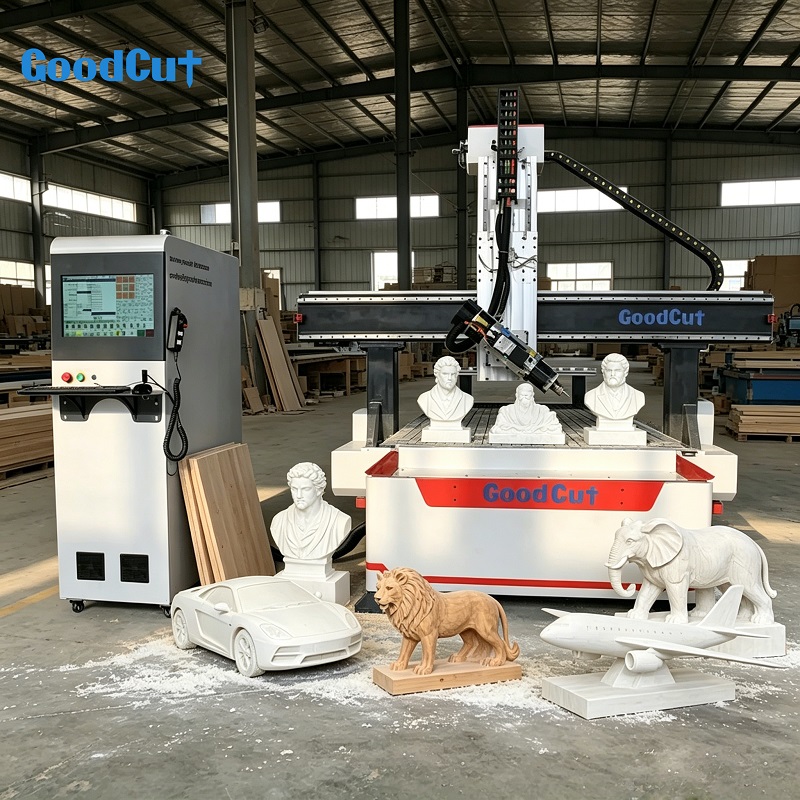 GC1325ATC-4Axis Fresadora CNC para madera ATC lineal de 4 ejes de alta precisión con husillo giratorio de 180 grados para trabajos en madera